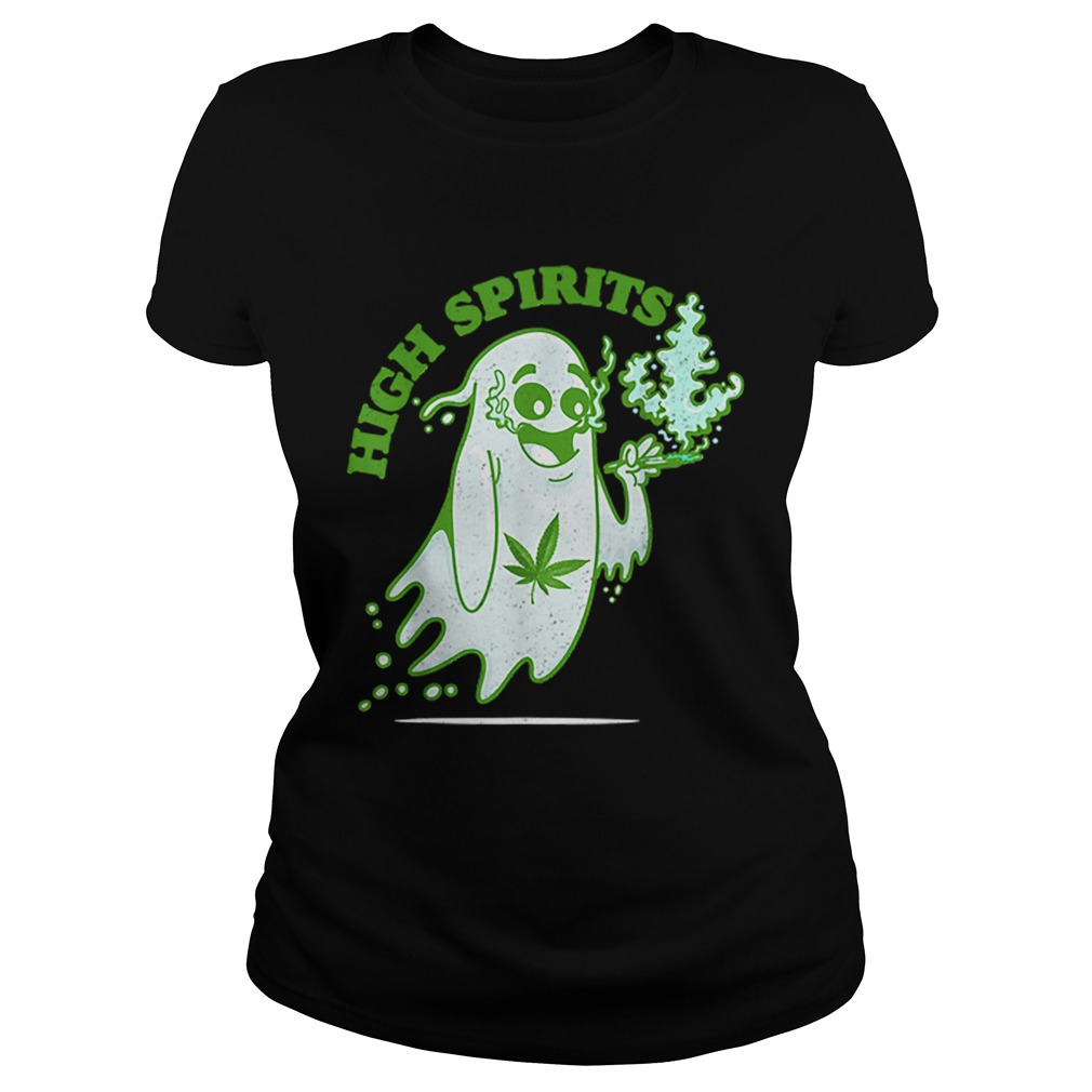 Halloween Marijuana Cannabis Ghost Design Weed Smokers Classic Ladies