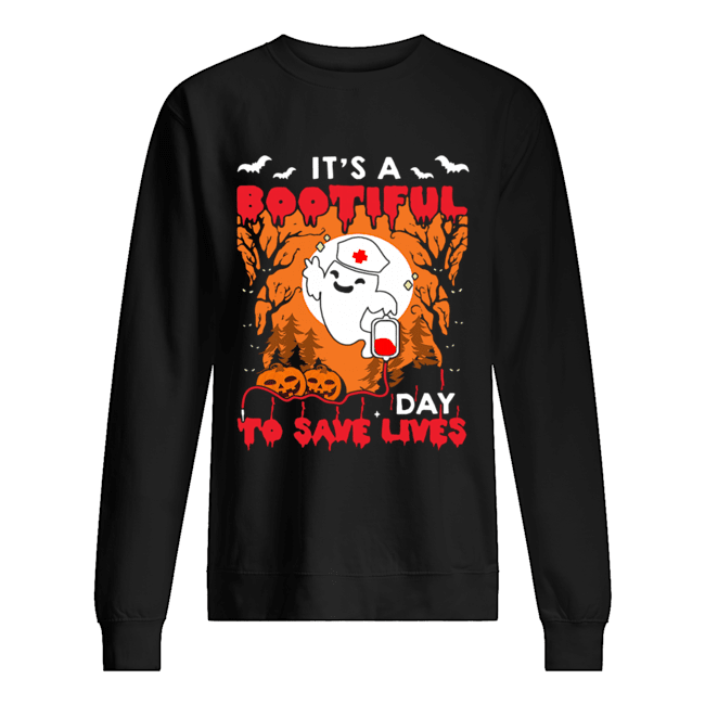 Halloween Nurse It's A Bootiful Day To Save Lives T-Shirt Unisex Sweatshirt