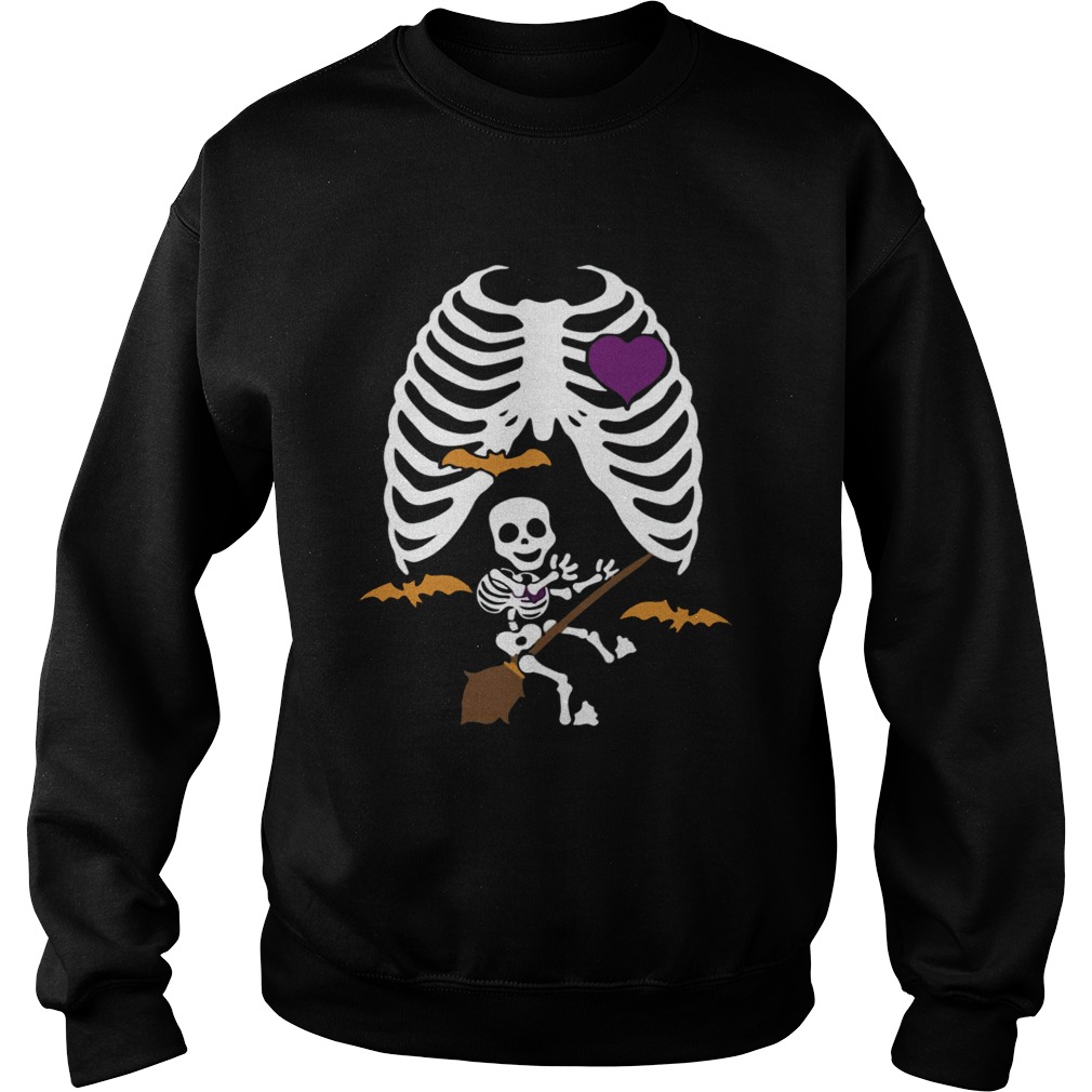 Halloween Pregnant Witch Skeleton Maternity Halloween Shirt Sweatshirt