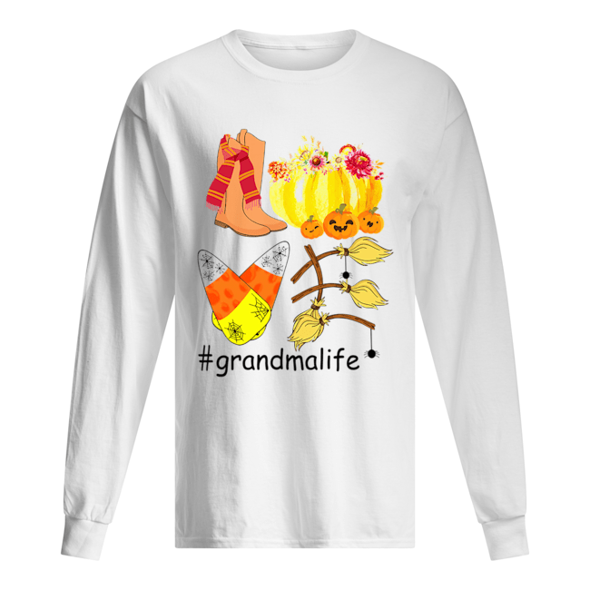 Halloween Pumpkin Love Grandmalife Grandma Life T-Shirt Long Sleeved T-shirt 