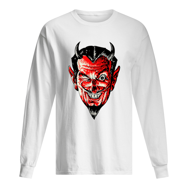 Halloween Red Devil Head Long Sleeved T-shirt 