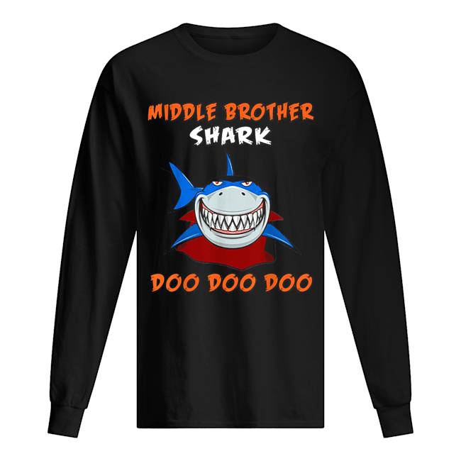 Halloween Shark Doo Doo Dracula Middle Brother Shark Long Sleeved T-shirt 