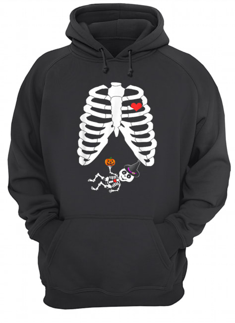 Halloween Skeleton Pregnancy Heart Baby Girl X-Ray Unisex Hoodie