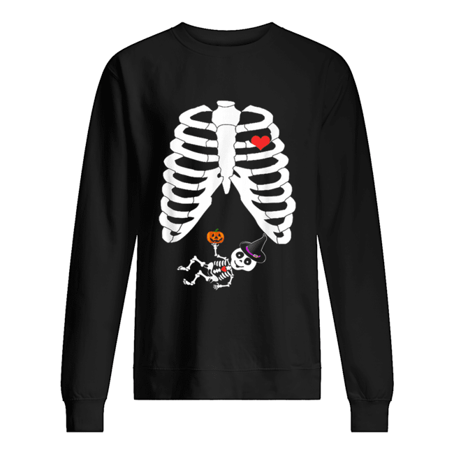 Halloween Skeleton Pregnancy Heart Baby Girl X-Ray Unisex Sweatshirt