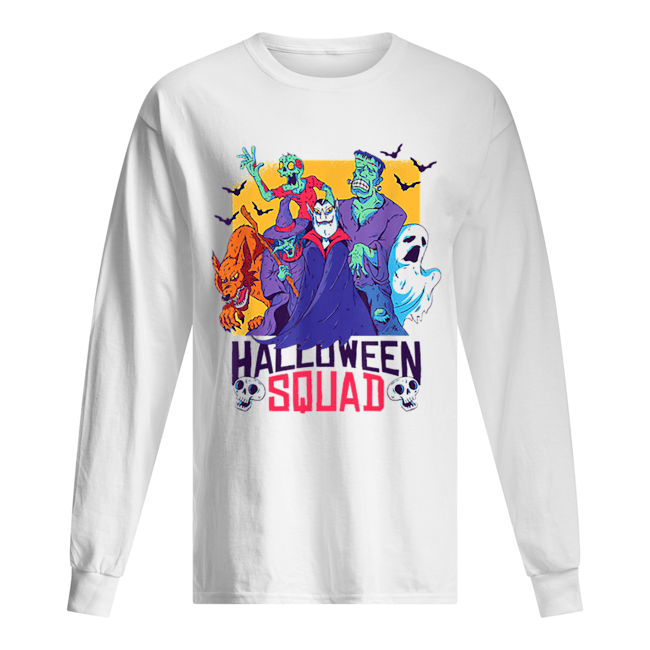 Halloween Squad Spooky Scary Ghosts Long Sleeved T-shirt 