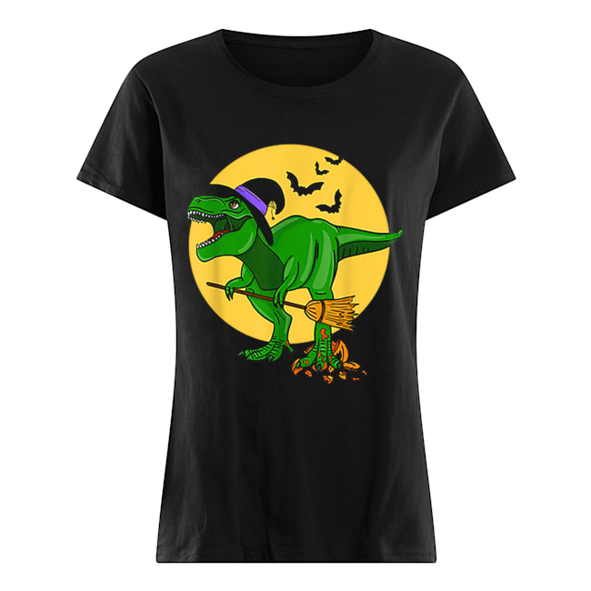 Halloween T Rex Dinosaur in Witch Costume Funny Boys Girls Classic Women's T-shirt