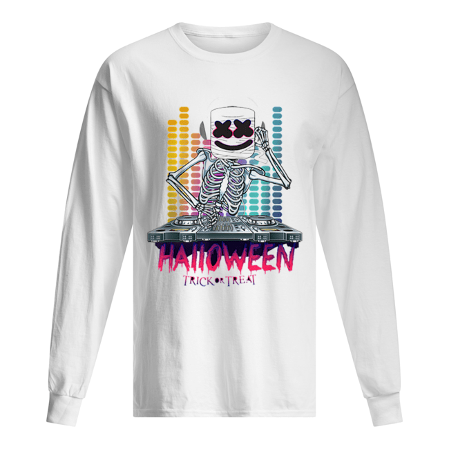 Halloween Trick Or Treat Dancing Dj Goofy Marshmallow Long Sleeved T-shirt 