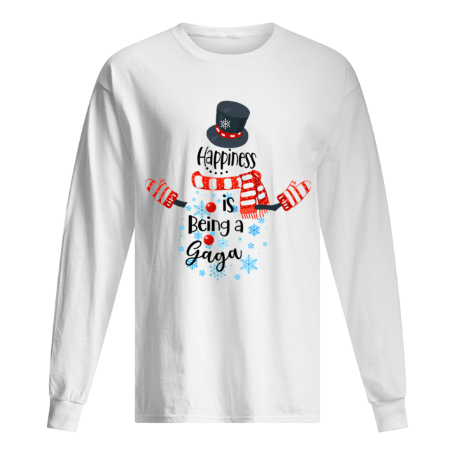 Happiness Is Being A Gaga Snowman Xmas Matching Family T-Shirt Long Sleeved T-shirt 