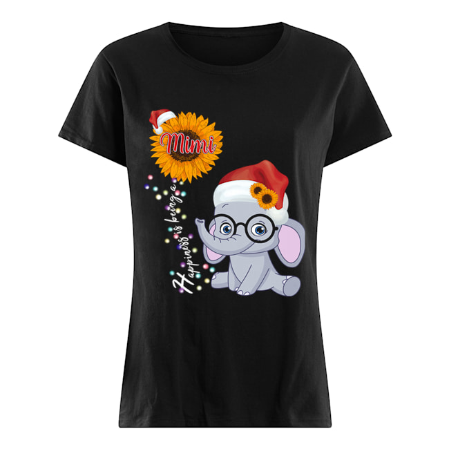 Happiness Is Being A Mimi Sunflower Elephant Christmas T-Shirt Classic Women's T-shirt