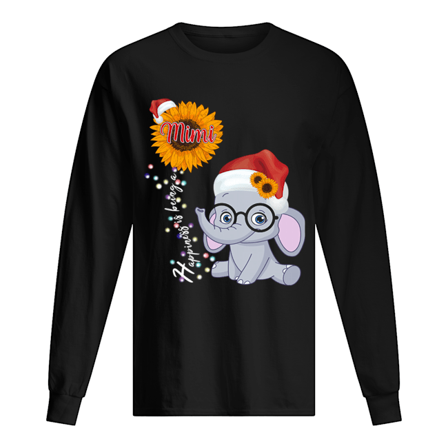 Happiness Is Being A Mimi Sunflower Elephant Christmas T-Shirt Long Sleeved T-shirt 
