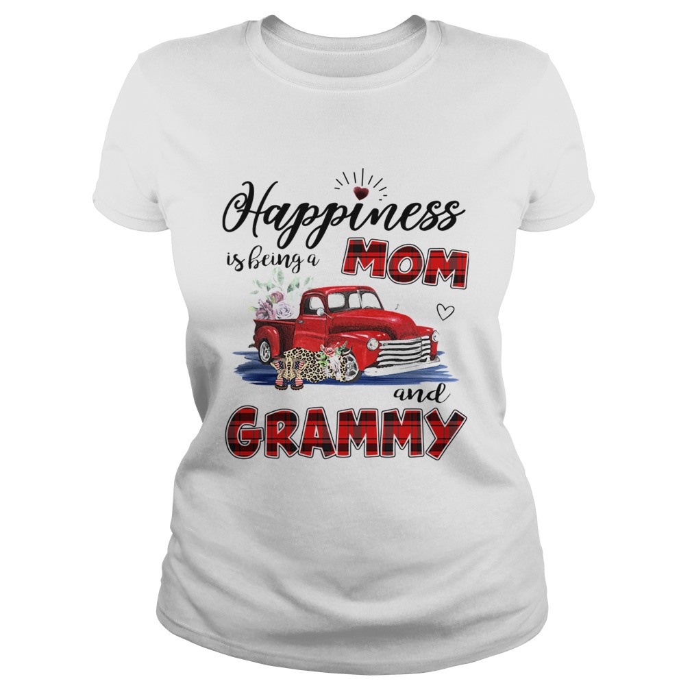 Happiness Is Being A Mom And Grammy Car Flower TShirt Classic Ladies