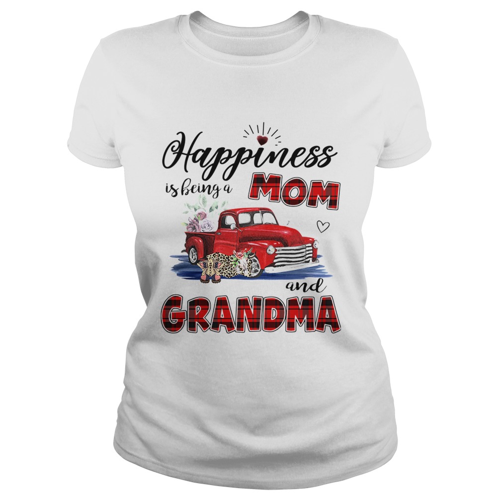 Happiness Is Being A Mom And Grandma Car Flower TShirt Classic Ladies