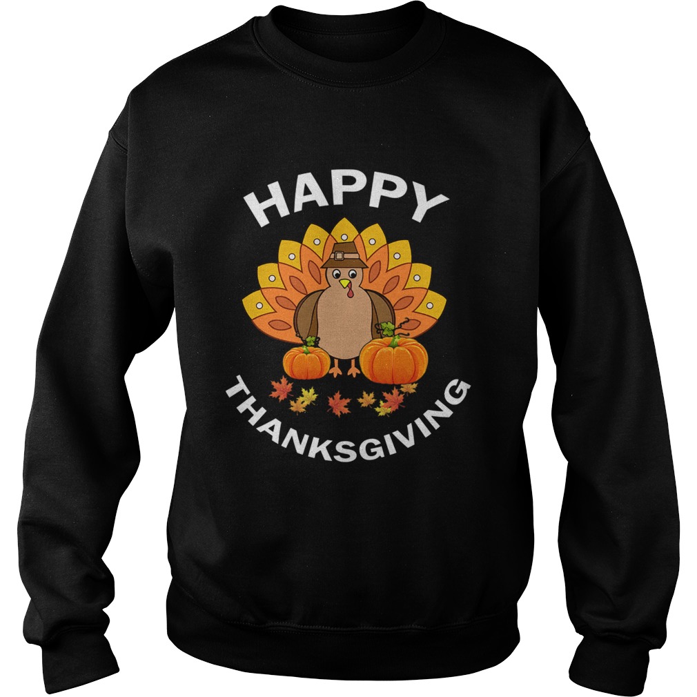 Happpy Thanksgiving Cute Turkey And Pumpkins TShirt Sweatshirt