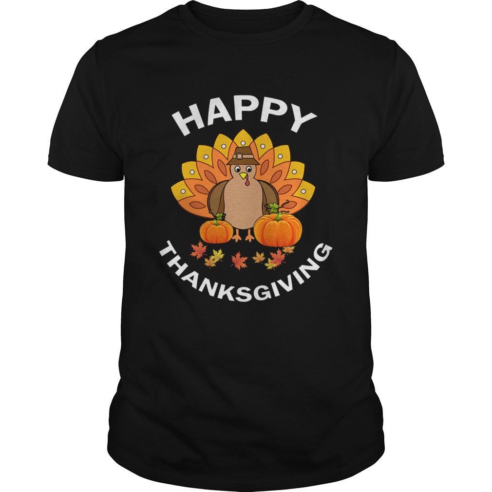 Happpy Thanksgiving Cute Turkey And Pumpkins TShirt