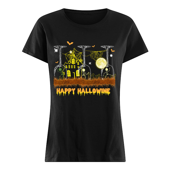 Happy Hallowine Glass Wine T-Shirt Classic Women's T-shirt