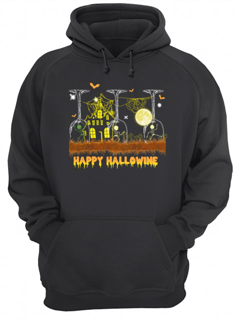 Happy Hallowine Glass Wine T-Shirt Unisex Hoodie