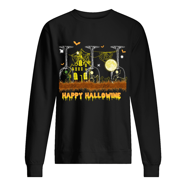 Happy Hallowine Glass Wine T-Shirt Unisex Sweatshirt