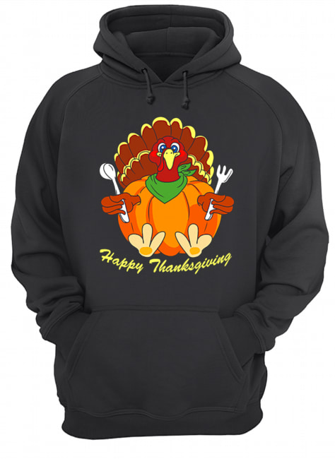 Happy Thanksgiving Hungry Turkey Holding Shirt Unisex Hoodie