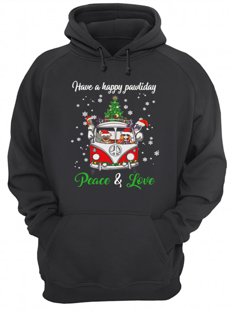 Have a happy pawlidays peace and love girl hippie and Dogs Christmas Unisex Hoodie
