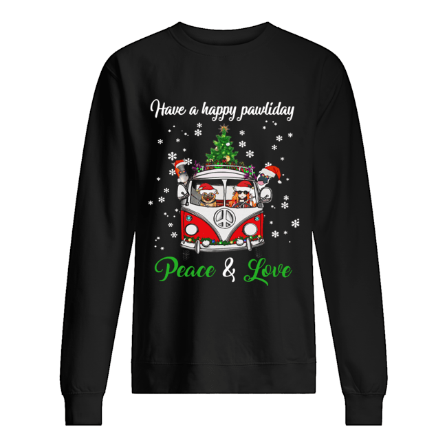 Have a happy pawlidays peace and love girl hippie and Dogs Christmas Unisex Sweatshirt