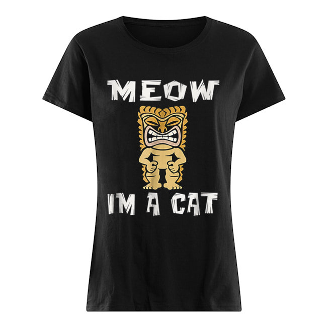 Hawaiian Tiki Luau Party Cat Lover Halloween Classic Women's T-shirt