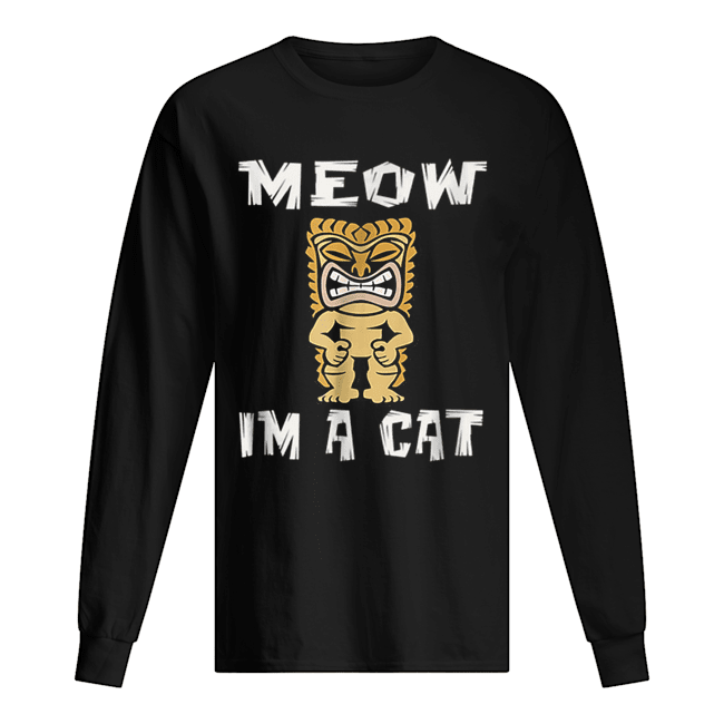 Hawaiian Tiki Luau Party Cat Lover Halloween Long Sleeved T-shirt 