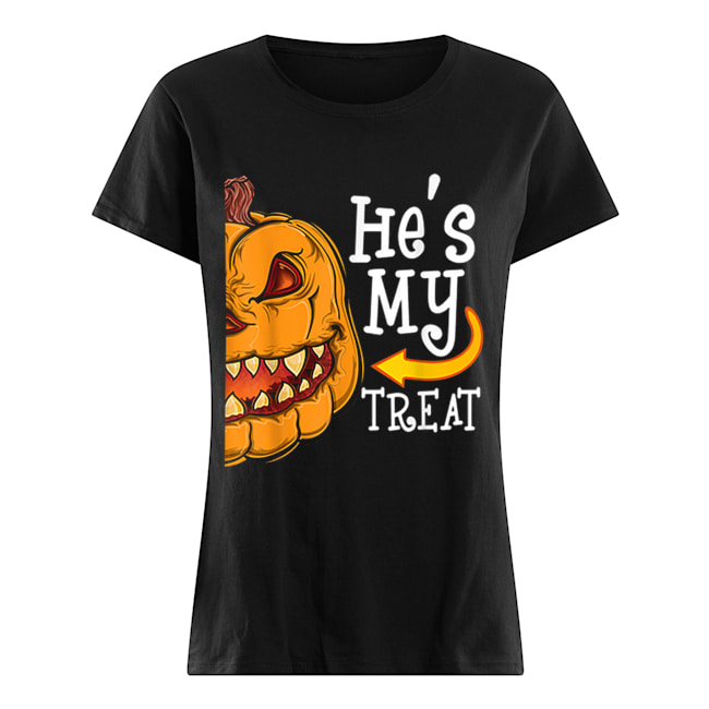 He’s My Trick Funny Halloween women Matching couples. Classic Women's T-shirt