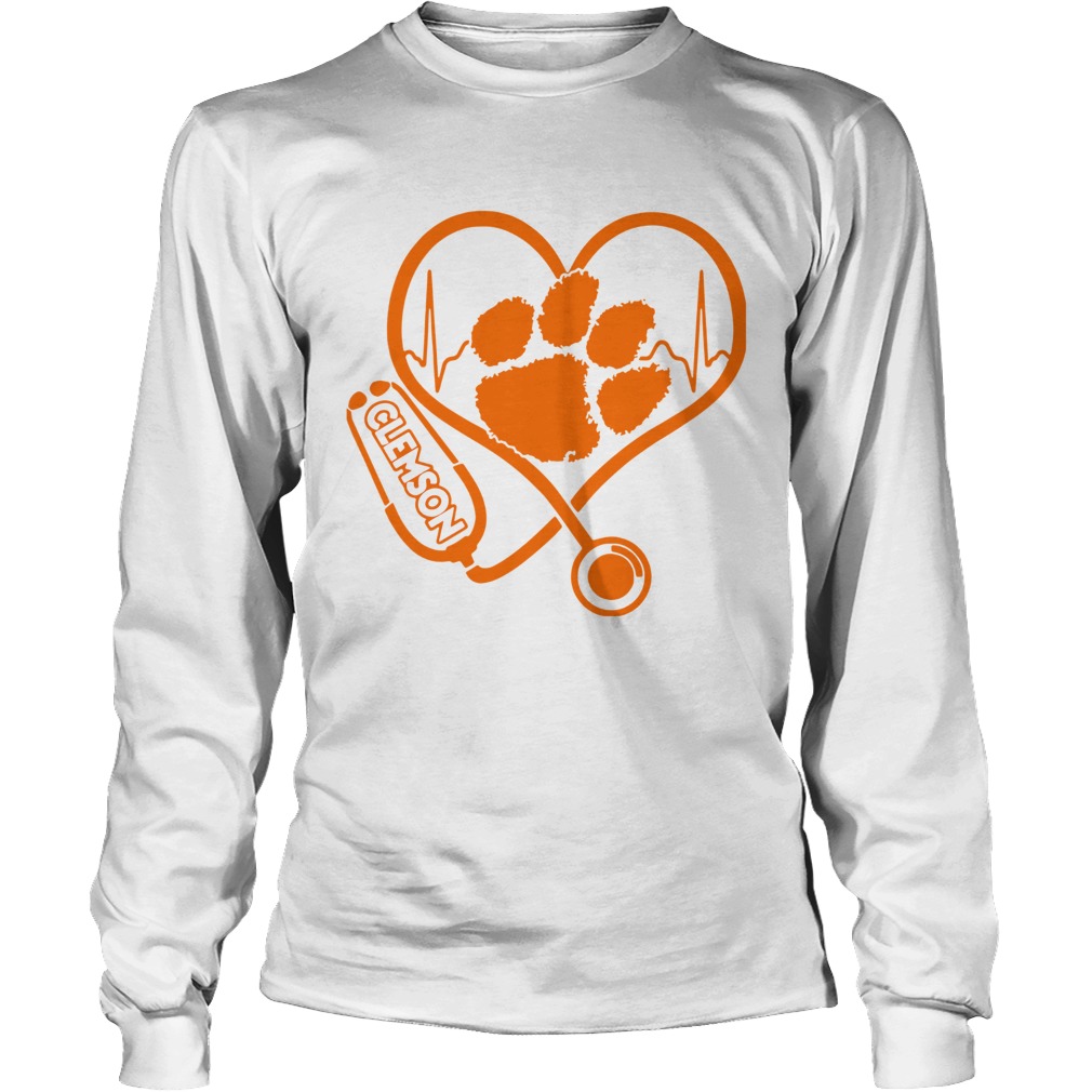 Heartbeat Nurse love Clemson Tigers LongSleeve