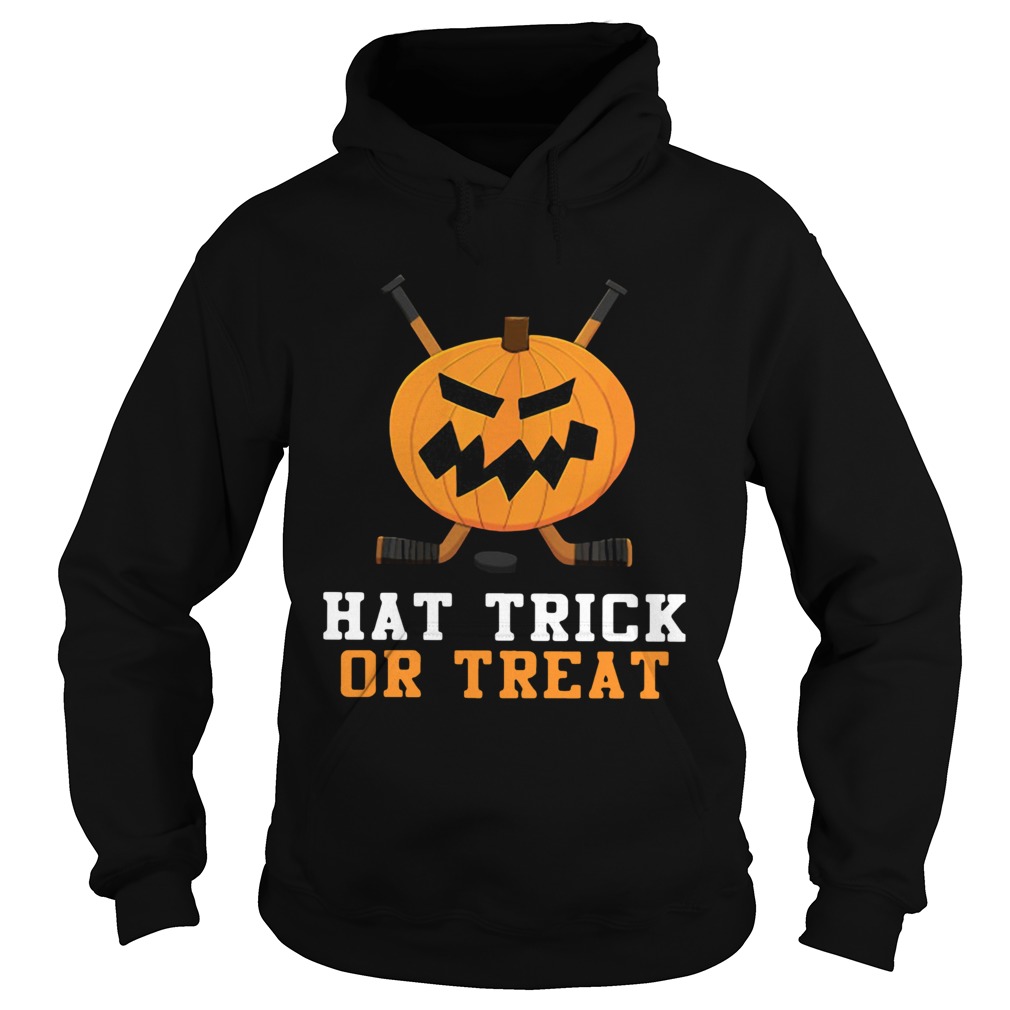 Hockey Pumpkin Hat Trick Or Treat Halloween Shirt Hoodie