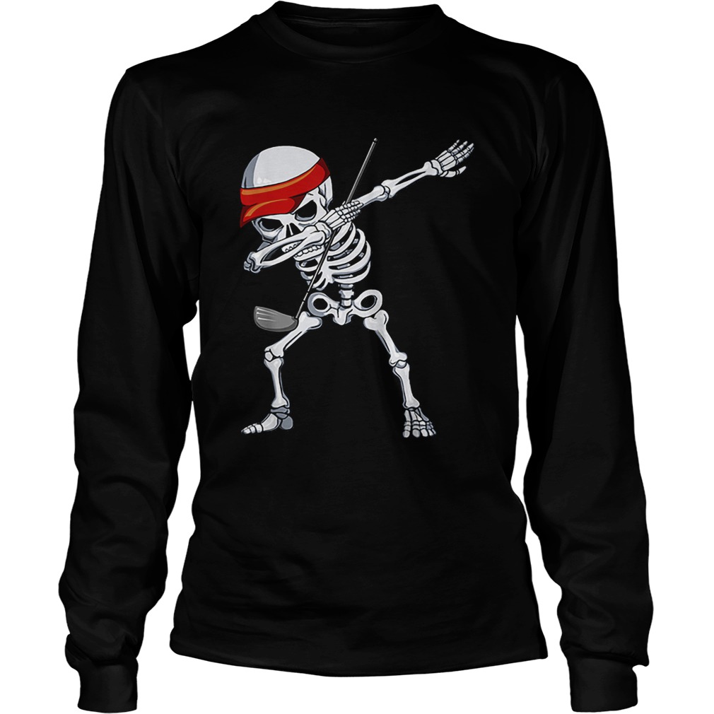 Hot Halloween Dabbing Skeleton Golfer Apparel Golf Player Dab LongSleeve