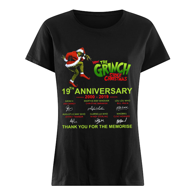 How the Grinch Stole Christmas 19th anniversary thank you for the memories Classic Women's T-shirt