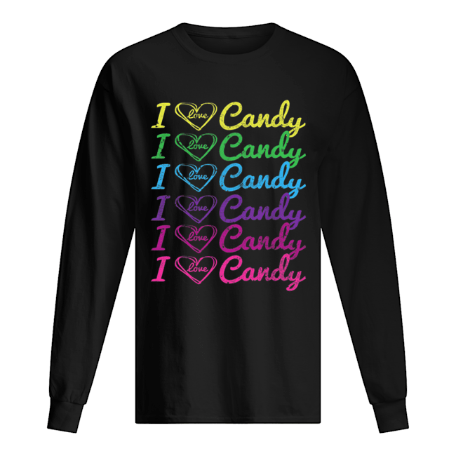 I Love Candy Halloween Costume Funny Heart Long Sleeved T-shirt 