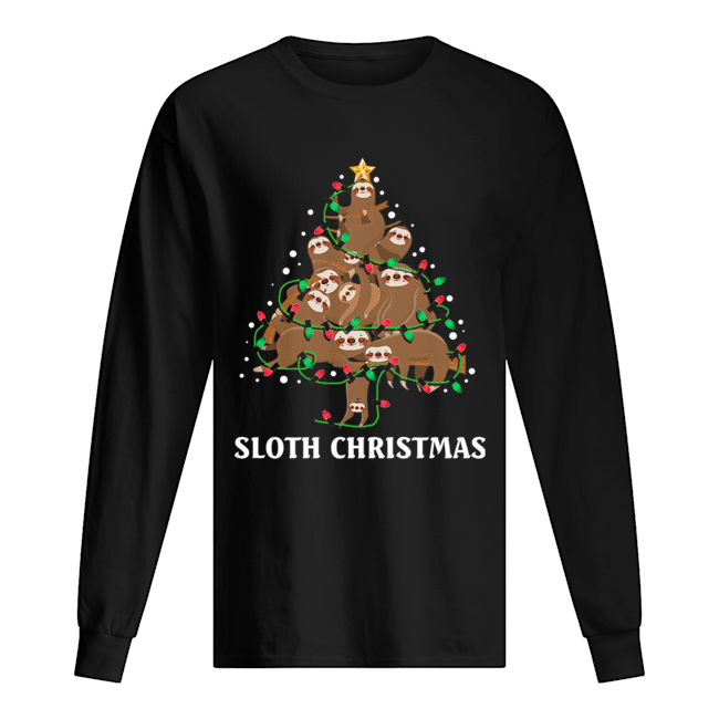 I Love Sloth Christmas Tree Merry Slothmas T-Shirt Long Sleeved T-shirt 