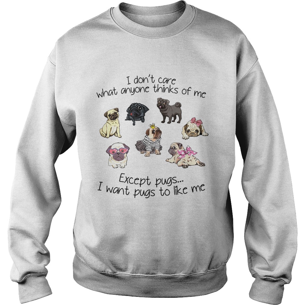 I dont care what anyone thinks of me Except Pugs I want Pugs to like me Sweatshirt