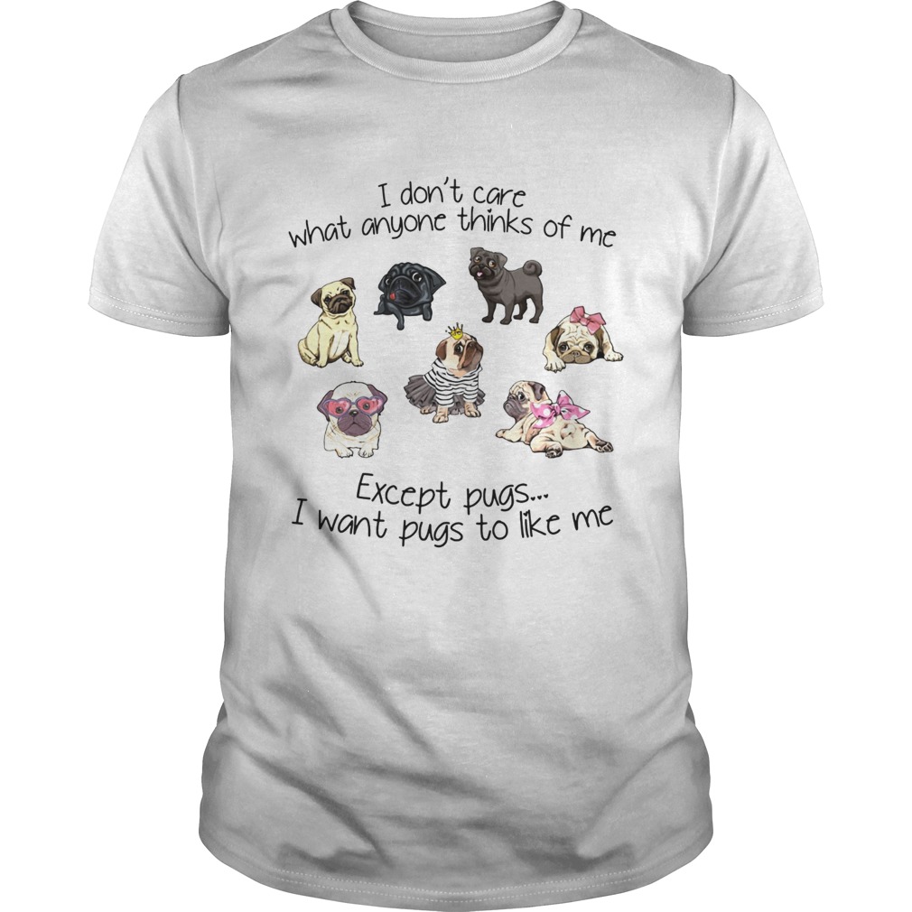 I dont care what anyone thinks of me Except Pugs I want Pugs to like me shirt