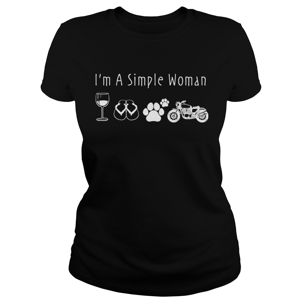Im A Simple Woman Loves Motorcycle Dog Wine TShirt Classic Ladies