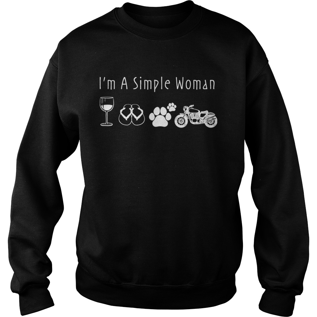 Im A Simple Woman Loves Motorcycle Dog Wine TShirt Sweatshirt