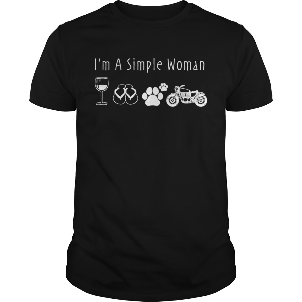 Im A Simple Woman Loves Motorcycle Dog Wine TShirt