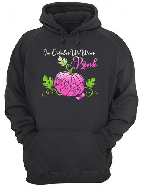 In October We Wear Pink Pumpkin Breast Cancer Halloween Long Sleeve T-Shirt Unisex Hoodie