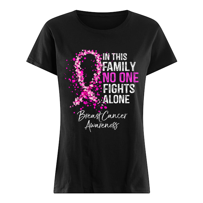 In This Family No One Fights Alone Breast Cancer Awareness T-Shirt Classic Women's T-shirt