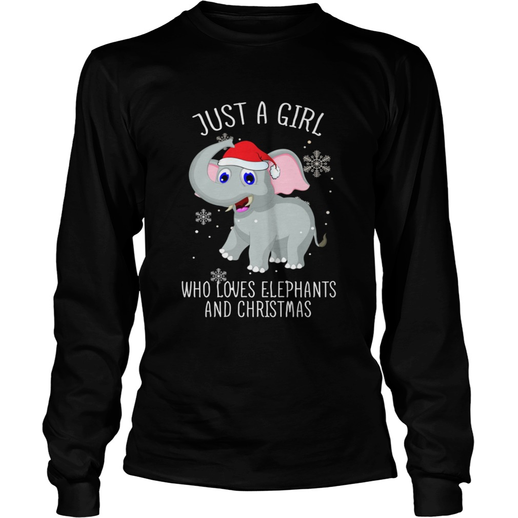 Just A Girl Who Loves Elephants And Christmas Shirt LongSleeve