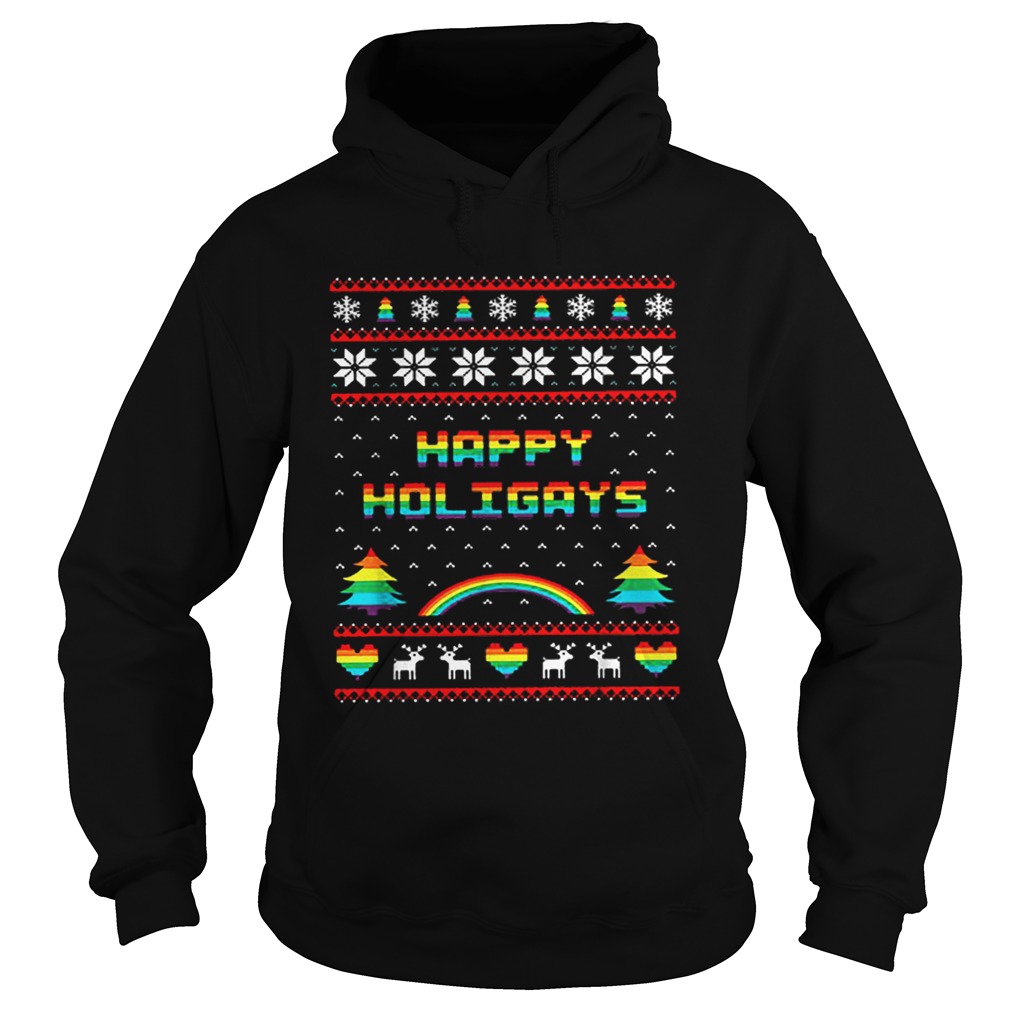 LGBT Happy holigays rainbow Christmas Hoodie