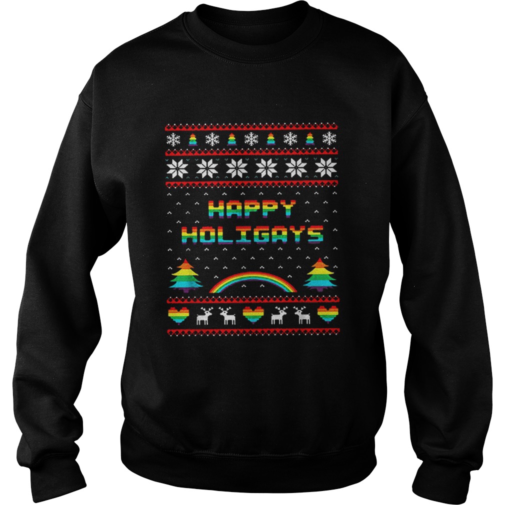 LGBT Happy holigays rainbow Christmas Sweatshirt