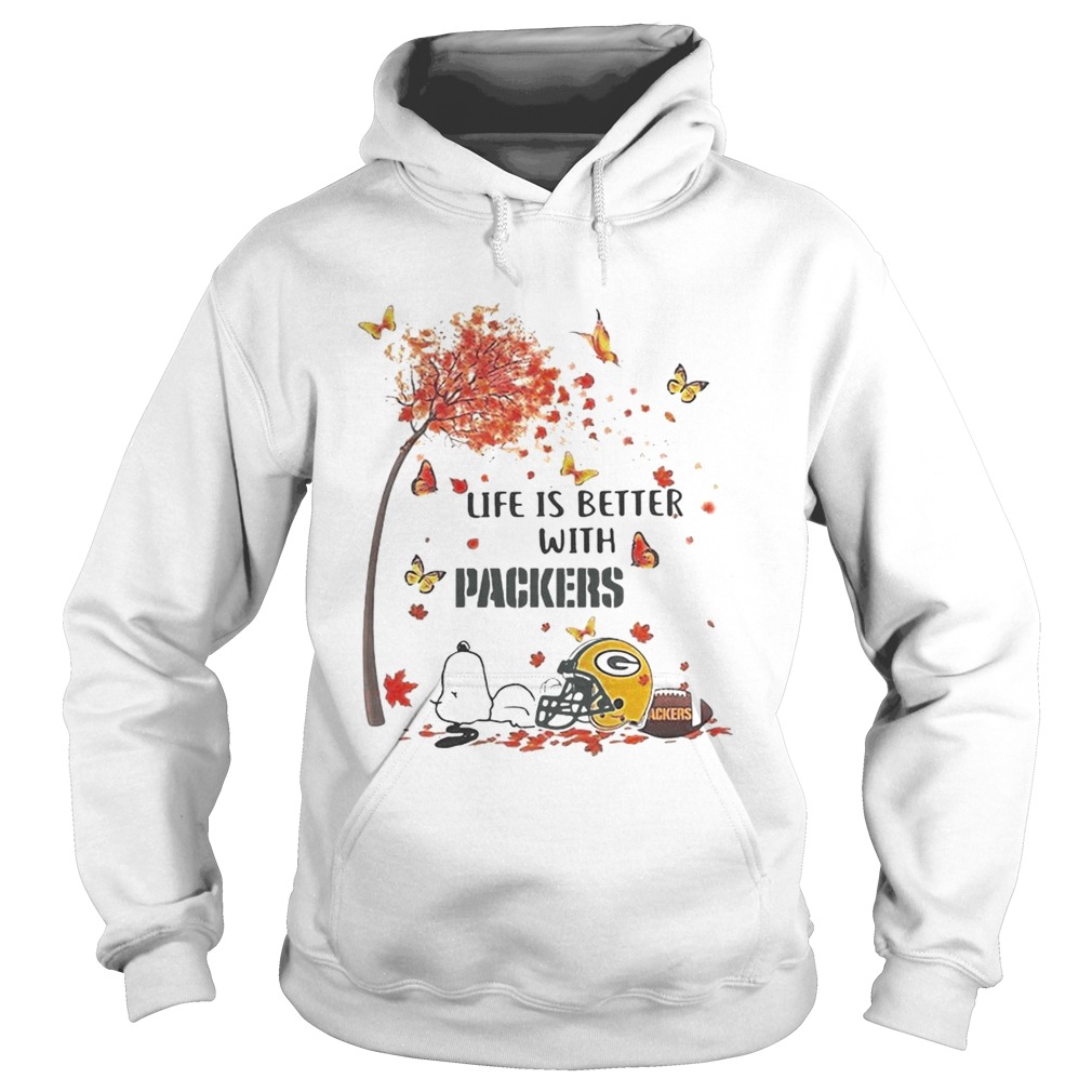 Life is better with Green Bay Packers snoopy autumn tree Hoodie