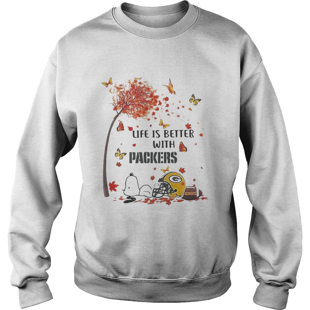 Life is better with Green Bay Packers snoopy autumn tree Sweatshirt