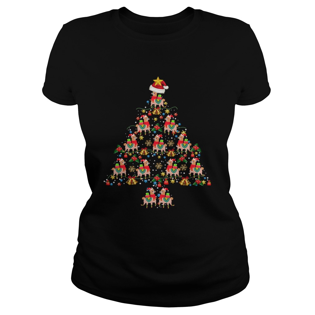 Llamas Christmas Tree Awesome Gift TShirt Classic Ladies