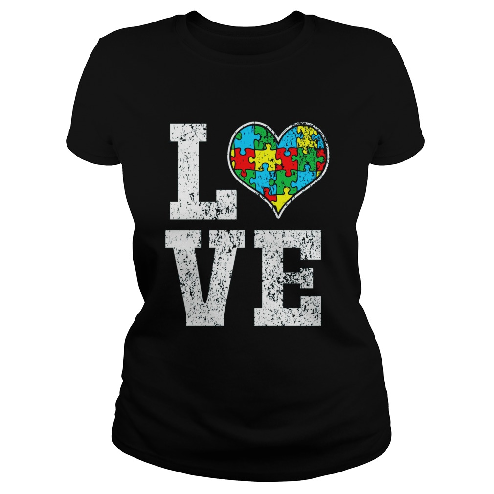 Love Support Puzzle Heart Autistic Shirt Classic Ladies