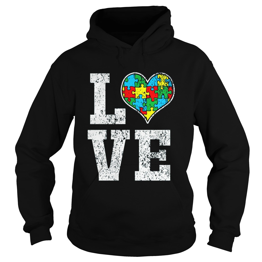 Love Support Puzzle Heart Autistic Shirt Hoodie