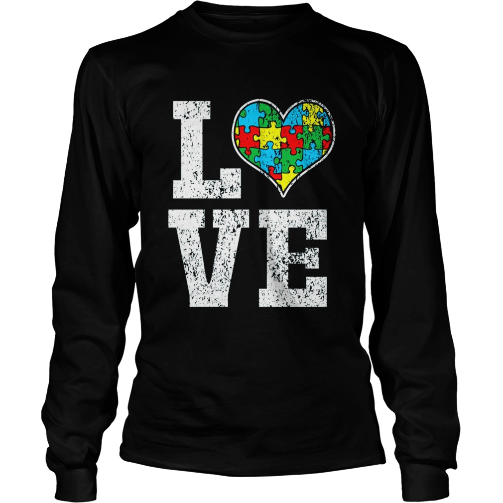Love Support Puzzle Heart Autistic Shirt LongSleeve