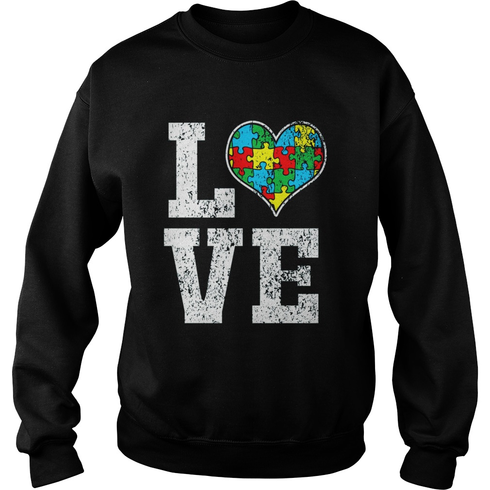 Love Support Puzzle Heart Autistic Shirt Sweatshirt